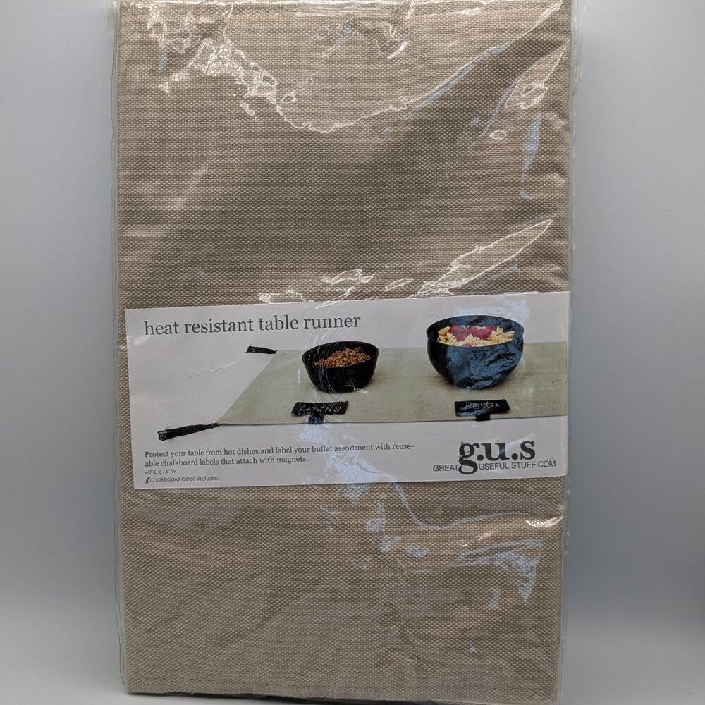 G.U.S. Chalkboard Heat Resistant Table Runner Beige 48" x 14"